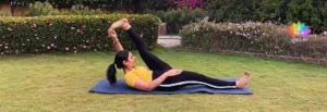 Banner Supta Padangusthasana I